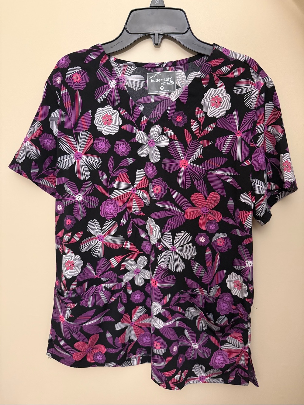 Butter-Soft Floral V-Neck Scrub Top